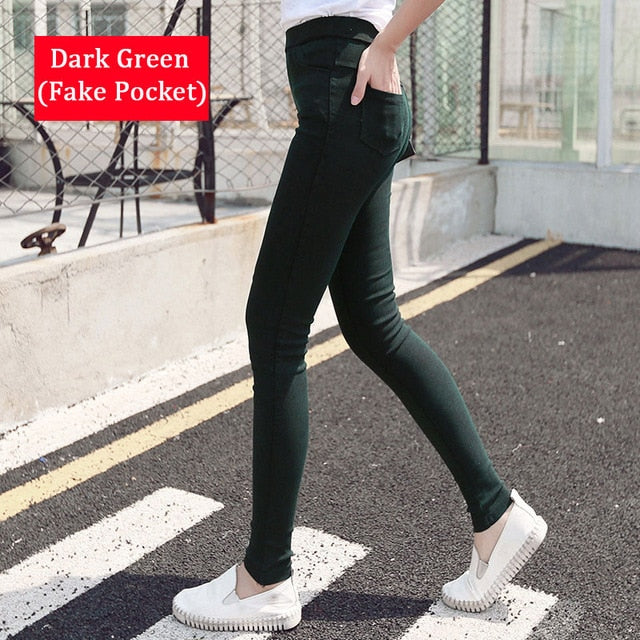 BIVIGAOS Fashion Women Casual Slim Stretch Denim Jeans Leggings Jeggings Pencil Pants Thin Skinny Leggings Jeans Womens Clothing