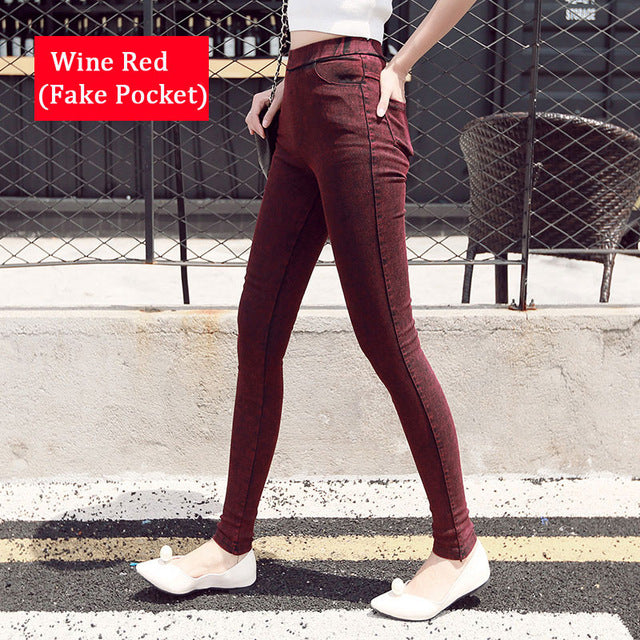 BIVIGAOS Fashion Women Casual Slim Stretch Denim Jeans Leggings Jeggings Pencil Pants Thin Skinny Leggings Jeans Womens Clothing