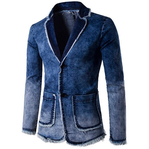 Casual Denim Jacket Suit Men's 2018 New Spring Fashion blazer slim fit masculino Trend Jeans suit Jean Jacket Men Asia plus size