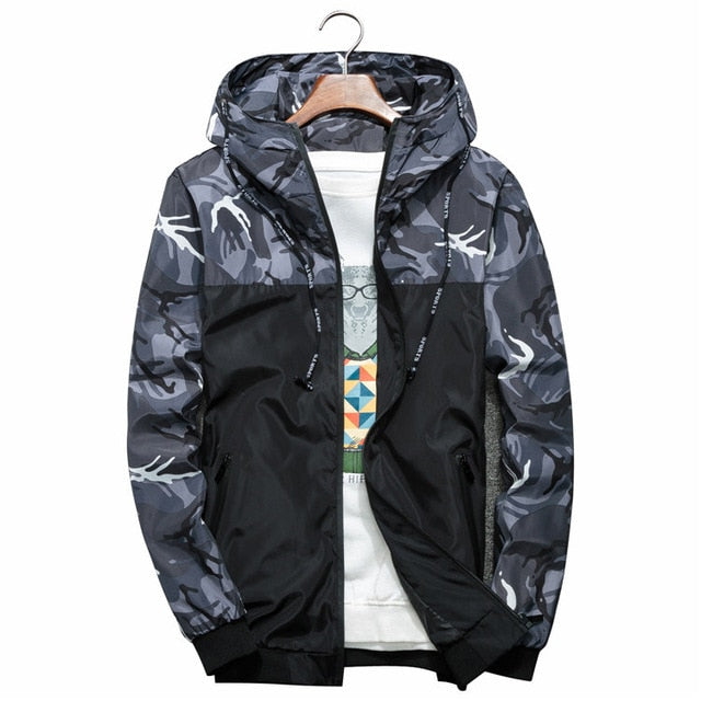 NaranjaSabor Spring Autumn Men's Jackets Camouflage Military Hooded Coats Casual Zipper Male Windbreaker Men Brand Clothing N434