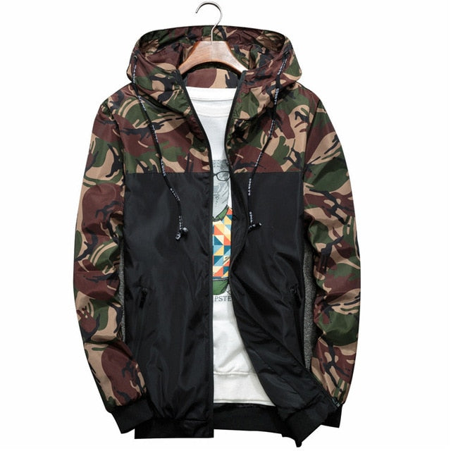 NaranjaSabor Spring Autumn Men's Jackets Camouflage Military Hooded Coats Casual Zipper Male Windbreaker Men Brand Clothing N434